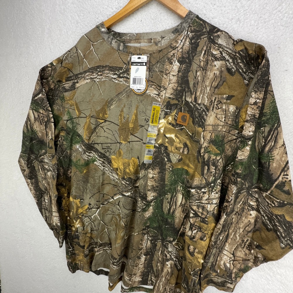 Carhartt Long Sleeve Pocket T-Shirt Mens 2XL K285 977 Realtree Xtra Camo NWT